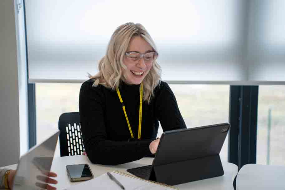 Student working on laptop