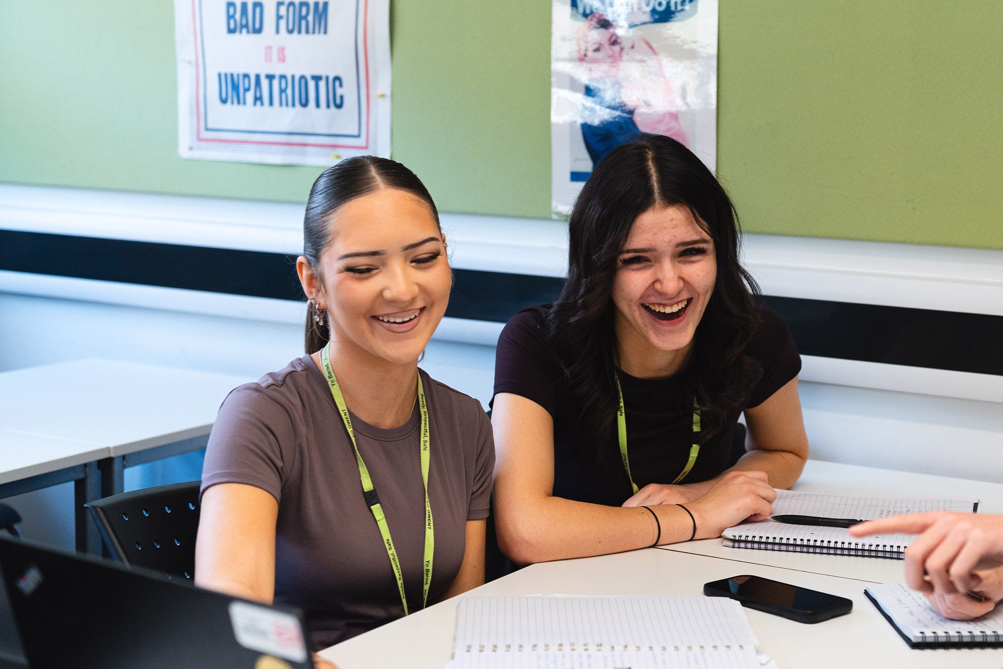 A level students smiling in class