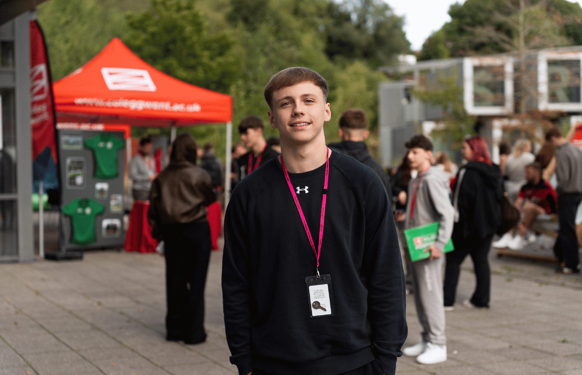Student Cayden outside campus