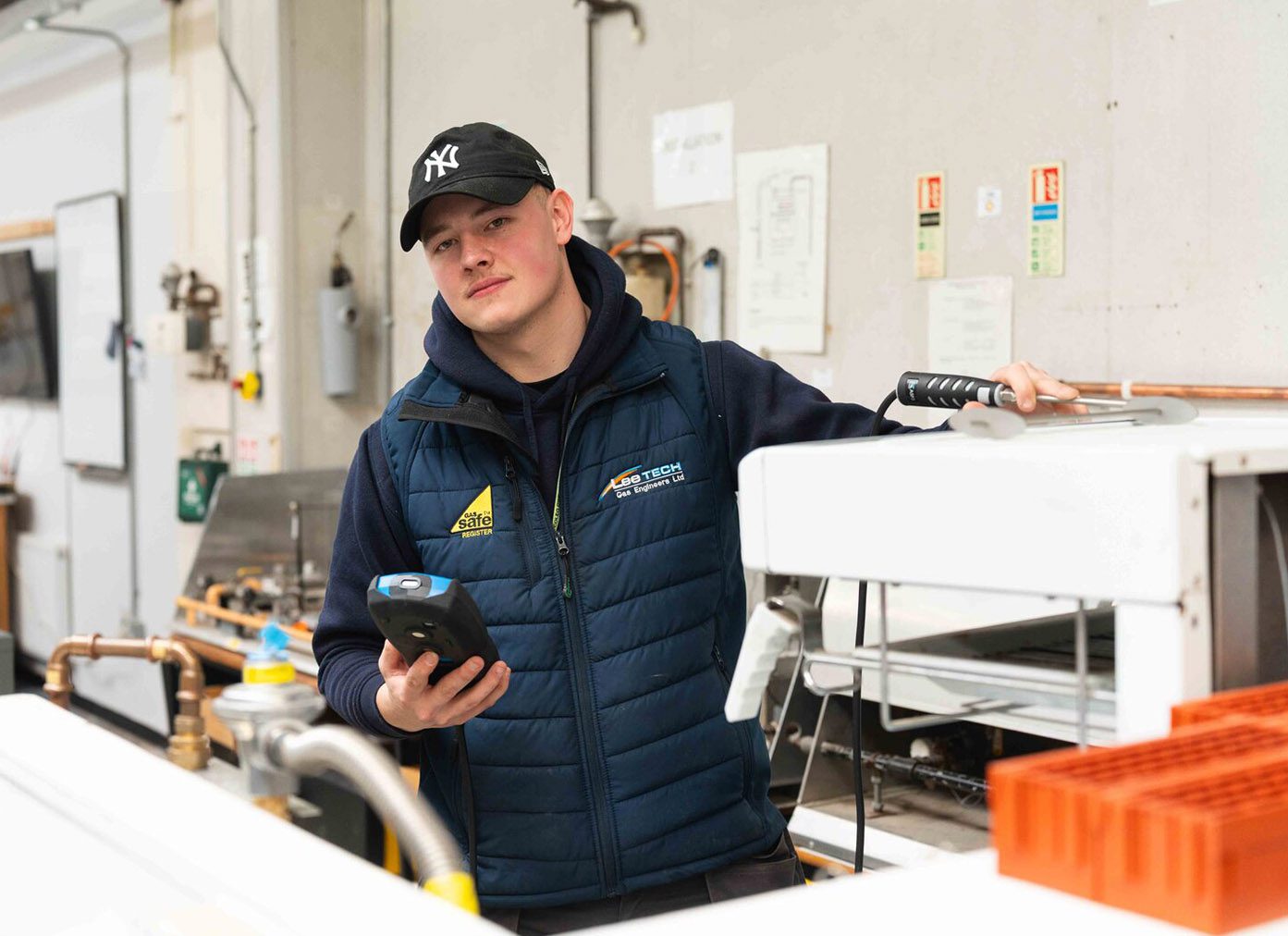 Heating engineer student in the workplace