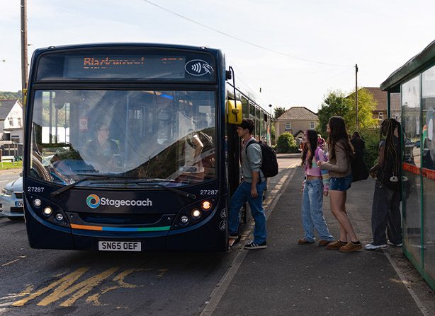 Students boarding a bus