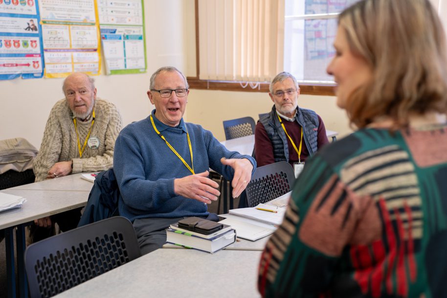 Welsh students talking to tutor