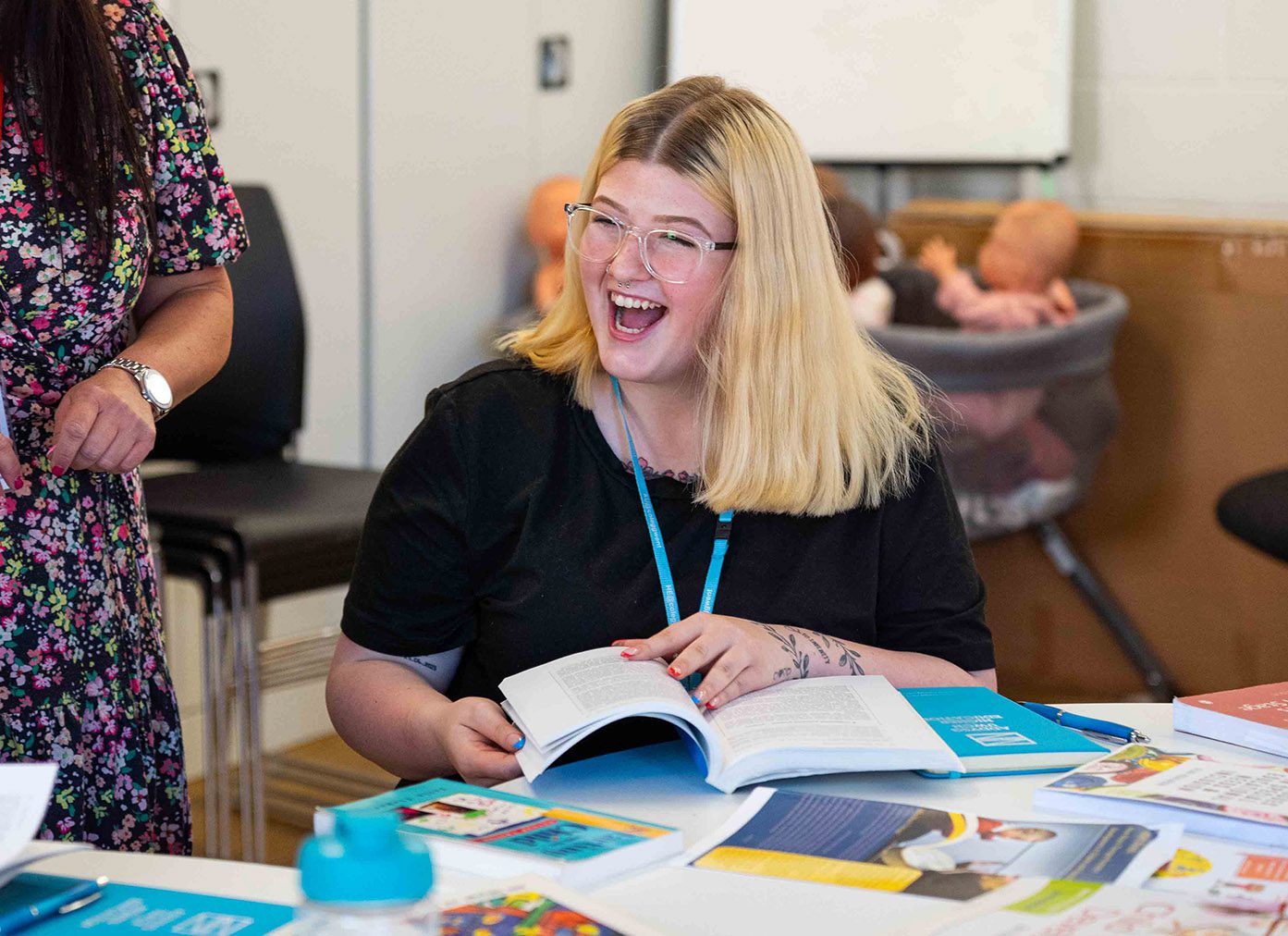 Student laughing