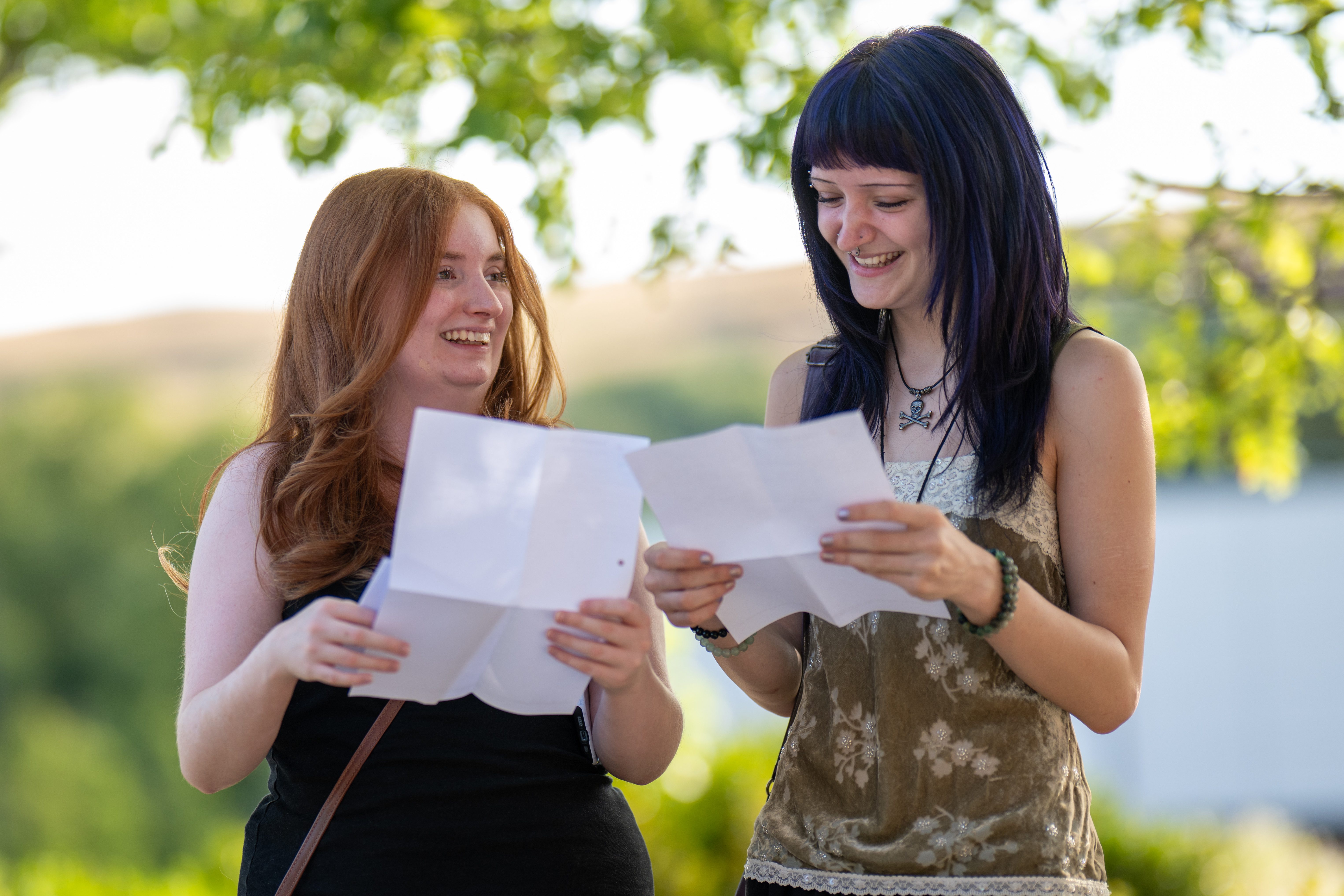 Students receiving level 3 results on Results Day